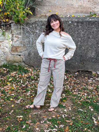 Harlow Striped Twill Barrel Pants