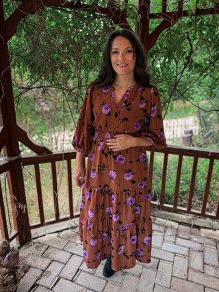 Dusky Rose Floral Maxi Dress