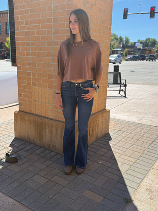 Dark wash flare jeans by Lovervet 