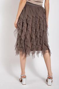Embellished Tulle Layered Midi Skirt
