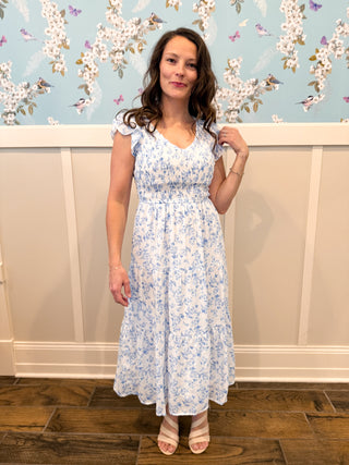 Meadow Daydream Midi Dress in Blue