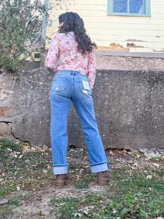 Arden Cuffed Slim Wide Jeans