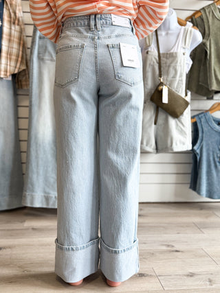 Kris Super High Rise Cuff Baggy Wide Jeans by Vervet