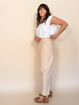 Sable Stripe Barrel Jeans