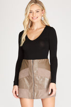 Load image into Gallery viewer, Faux Leather and Suede Contrasting Mini Skirt
