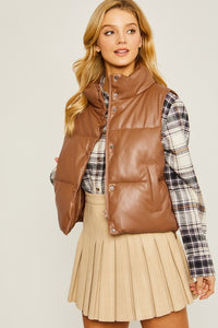 Faux Leather Padded Vest