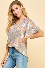 Load image into Gallery viewer, Floral Print V-Neck Top
