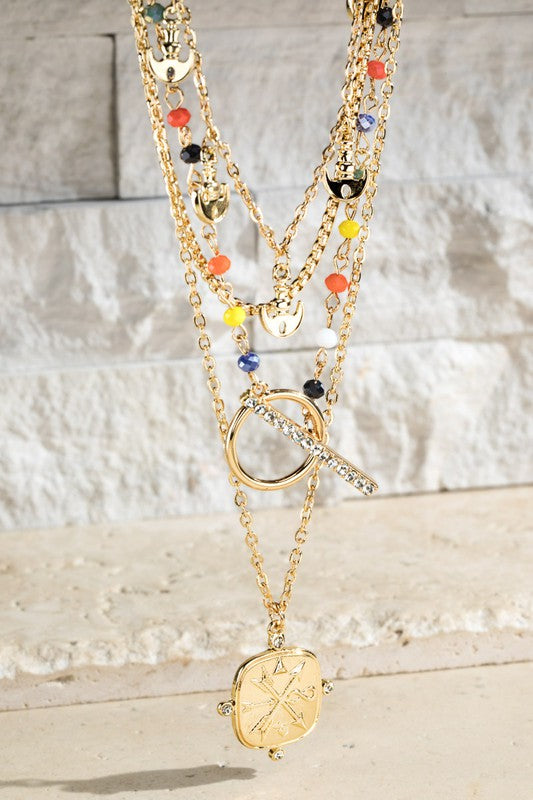 Glass Beads Layered Necklace