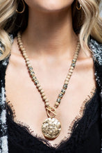 Load image into Gallery viewer, Hammered Metal &amp; Natural Stone Necklace
