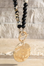 Load image into Gallery viewer, Hammered Metal &amp; Natural Stone Necklace
