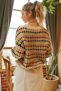 Hexagon Knit Pattern Sweater