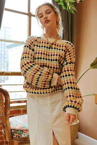 Hexagon Knit Pattern Sweater