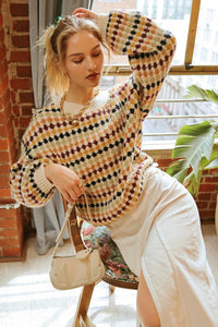 Hexagon Knit Pattern Sweater