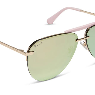 Tahoe Gold Powder Pink Taupe Mirror Sunglasses – DIFF Eyewear