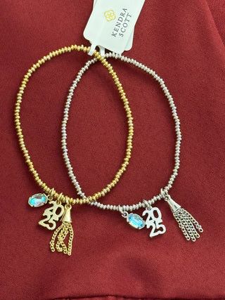 2025 Graduation Stretch Bracelet Silver Dichroic Glass by Kendra Scott