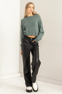 Vegan Leather High-Waisted Straight Leg Pants