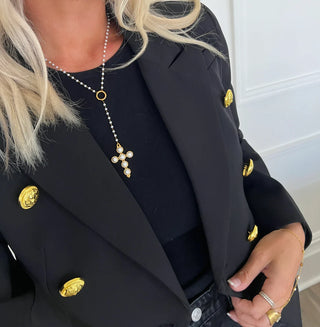 Lariat Pearl Cross Neckless Chansutt Pearls