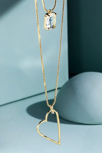 Layered Chain with Crystal & Heart Pendant