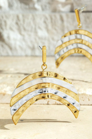 Layered Metal Moon Earrings