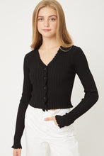 Load image into Gallery viewer, Lettuce Trim Button Sweater Top

