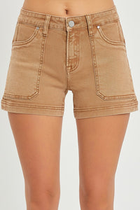 Mid-Rise Front Patch Pocket Shorts by Risen
