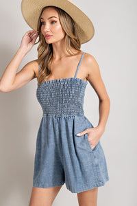 Mineral Washed Sleeveless Romper