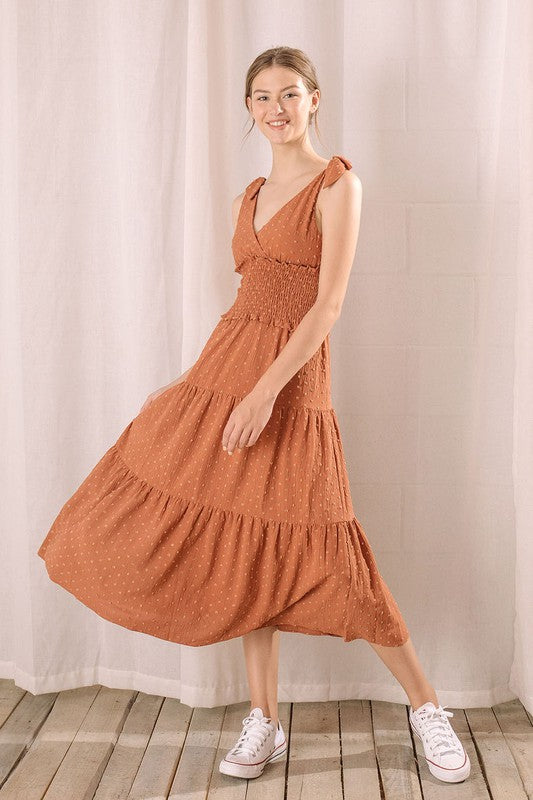 Monochromatic Swiss Dot Maxi Dress