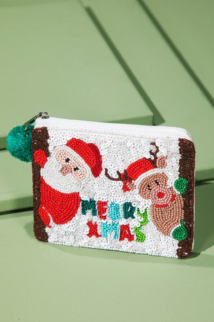 'Merry Xmas' Sequin Pouch