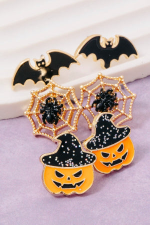 Halloween Enamel Stud Earring Set – 3 Pair