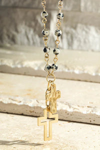 Natural Stone Cross Necklace