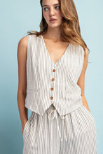 Load image into Gallery viewer, Pinstriped Button Down Vest
