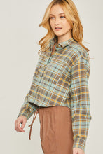 Load image into Gallery viewer, Plaid Button Down Cropped Top
