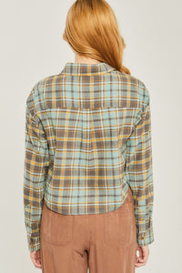 Plaid Button Down Cropped Top