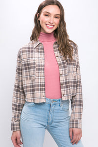 Plaid Button Down Cropped Top