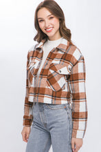 Load image into Gallery viewer, Plaid Cropped Button Down Jacket
