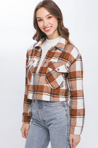 Plaid Cropped Button Down Jacket