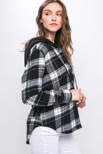 Load image into Gallery viewer, Plaid Flannel Button Up with Hood
