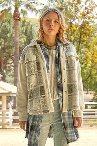 Plaid Print Fur Jacket