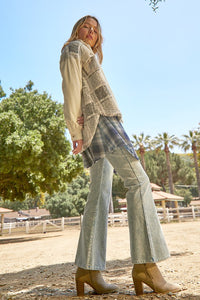 Plaid Print Fur Jacket