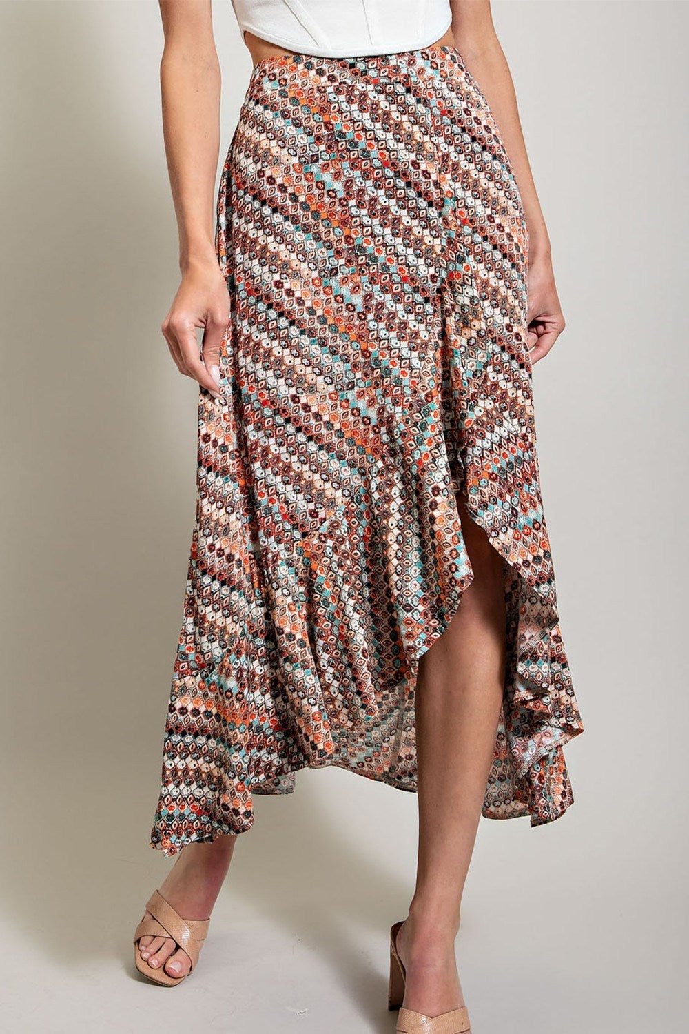 Printed Slit Maxi Skirt