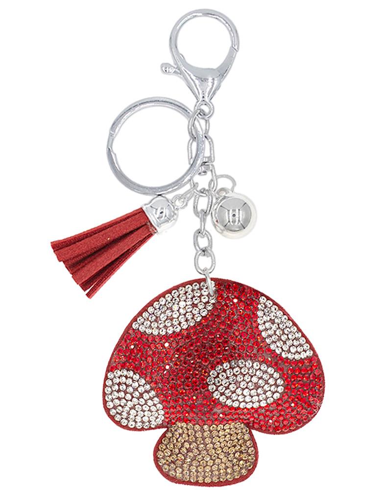 Rhinestone Mushroom Keychain