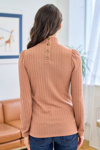 Ribbed Long Sleeve Mock Neck Top
