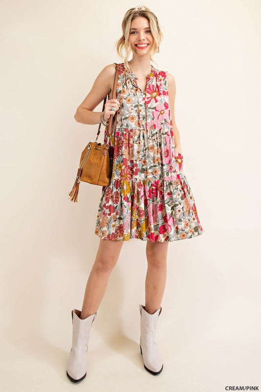 Floral Print Halter Dress