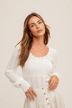 Load image into Gallery viewer, Scalloped Edge Pointelle Knit Top
