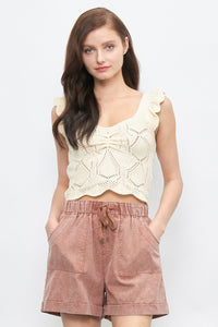 Scallop Bottom Ruffle Crochet Tank