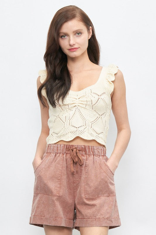 Scallop Bottom Ruffle Crochet Tank