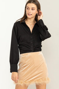 Searching For You Satin Ruched Top