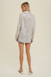 Sequin Button Up Shirt
