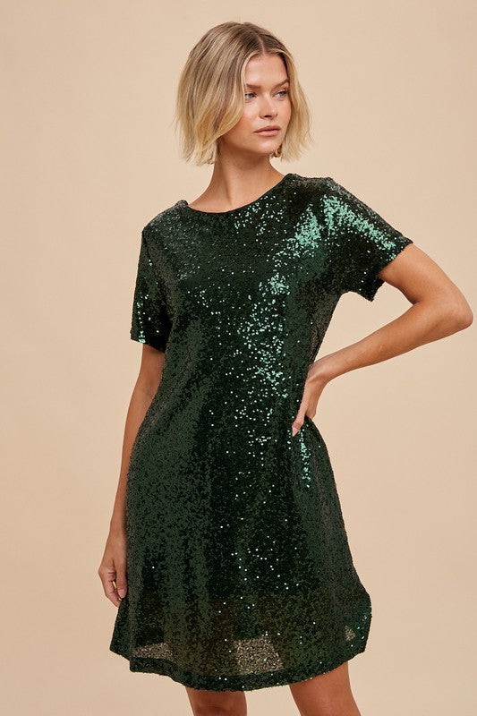 Sequin Mini Shift Dress