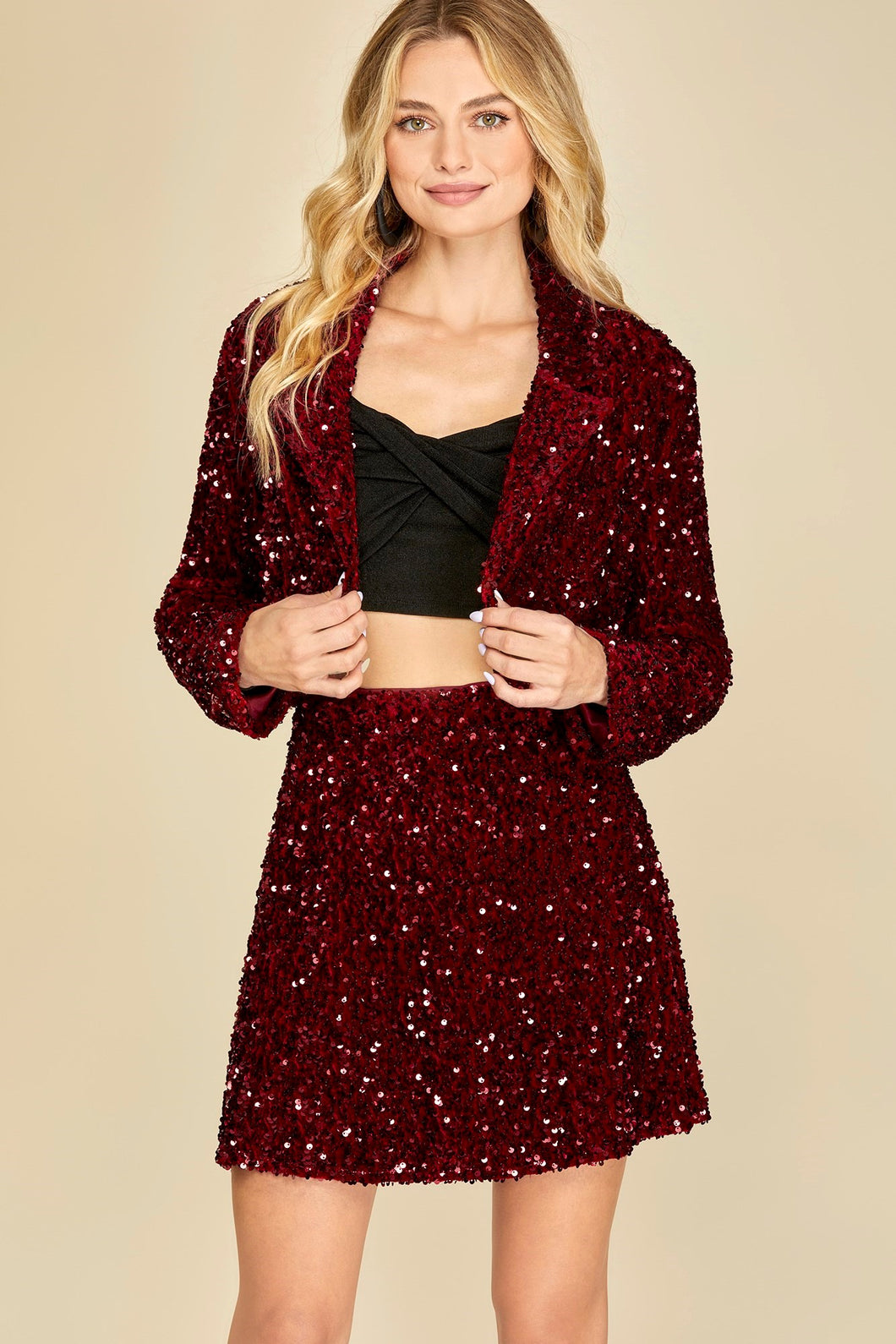 Sequin Velvet Flip Mini Skirt